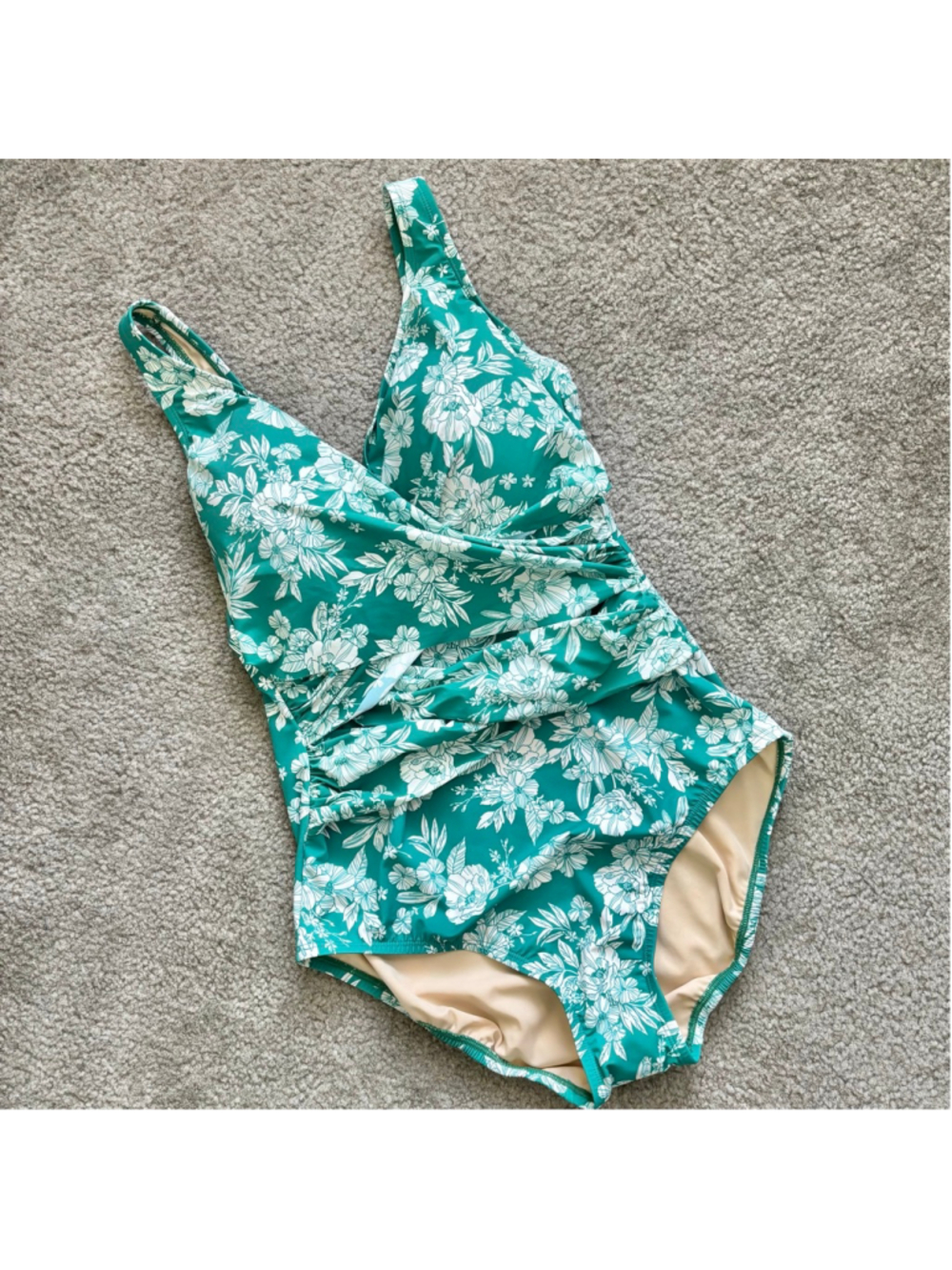 NWOT Lands End SlenderSuit Tummy Control Surplice One-Piece Swimsuit | Sz 12